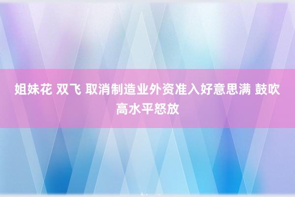 姐妹花 双飞 取消制造业外资准入好意思满 鼓吹高水平怒放