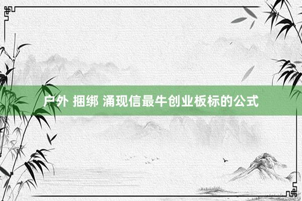 户外 捆绑 涌现信最牛创业板标的公式