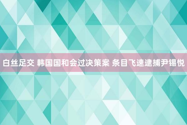 白丝足交 韩国国和会过决策案 条目飞速逮捕尹锡悦