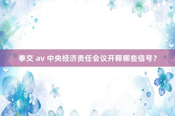 拳交 av 中央经济责任会议开释哪些信号？