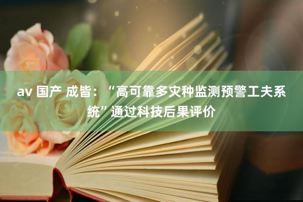 av 国产 成皆：“高可靠多灾种监测预警工夫系统”通过科技后果评价
