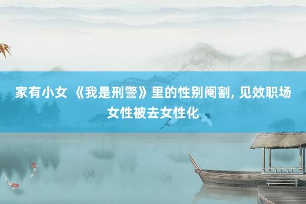 家有小女 《我是刑警》里的性别阉割， 见效职场女性被去女性化