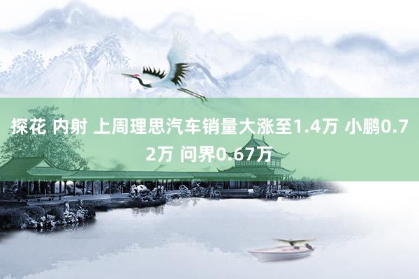 探花 内射 上周理思汽车销量大涨至1.4万 小鹏0.72万 问界0.67万