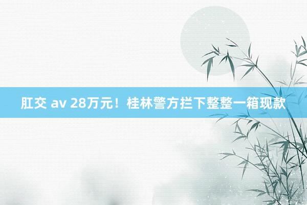 肛交 av 28万元！桂林警方拦下整整一箱现款