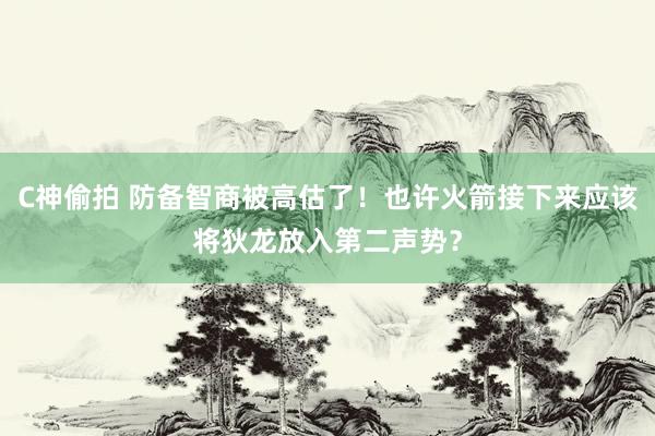 C神偷拍 防备智商被高估了！也许火箭接下来应该将狄龙放入第二声势？