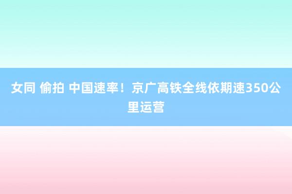 女同 偷拍 中国速率！京广高铁全线依期速350公里运营