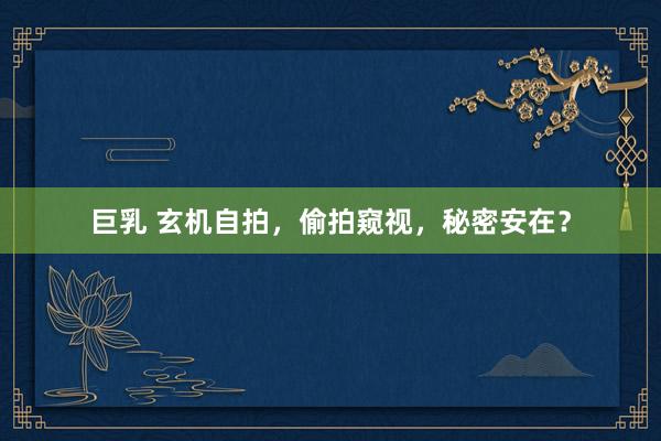 巨乳 玄机自拍，偷拍窥视，秘密安在？