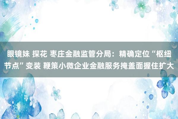 眼镜妹 探花 枣庄金融监管分局：精确定位“枢纽节点”变装 鞭策小微企业金融服务掩盖面握住扩大