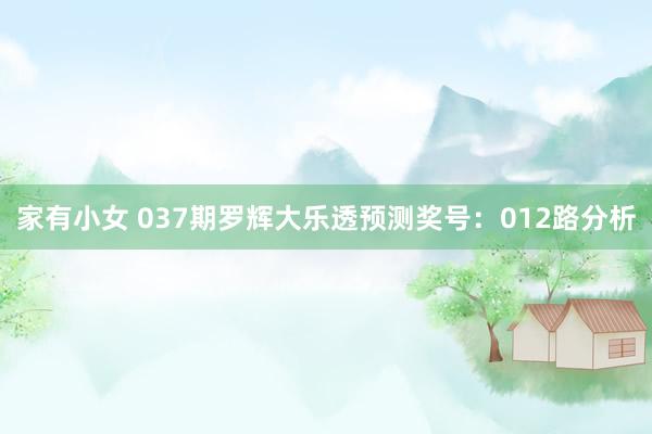 家有小女 037期罗辉大乐透预测奖号：012路分析