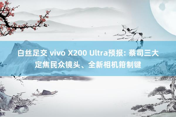 白丝足交 vivo X200 Ultra预报: 蔡司三大定焦民众镜头、全新相机箝制键