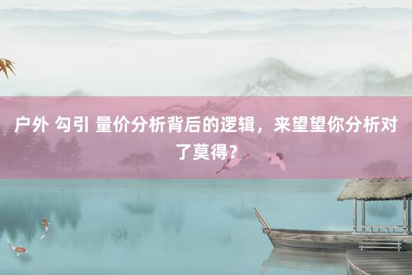 户外 勾引 量价分析背后的逻辑，来望望你分析对了莫得？