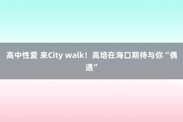 高中性爱 来City walk！高培在海口期待与你“偶遇”
